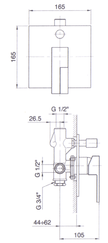 Blandebatteri, Dusj, Toalett 