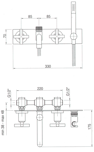 Blandebatteri, Dusj, Servant