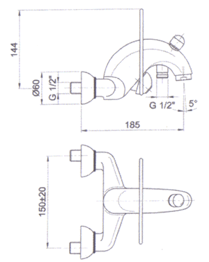 Blandebatteri, Dusj, Toalett 